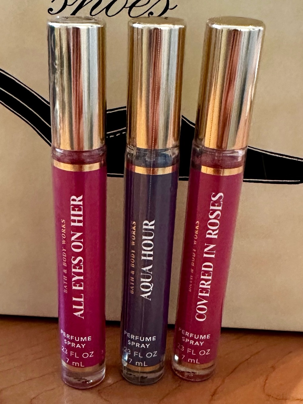 Bath & Body Works All Eyes On Her, Aqua Hour & Covered in Roses Parfum Trio